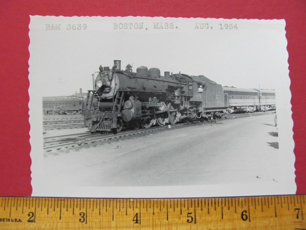 Boston & Maine Railroad Locomotive #3679 B&W Photo 1950 Boston Massachusetts