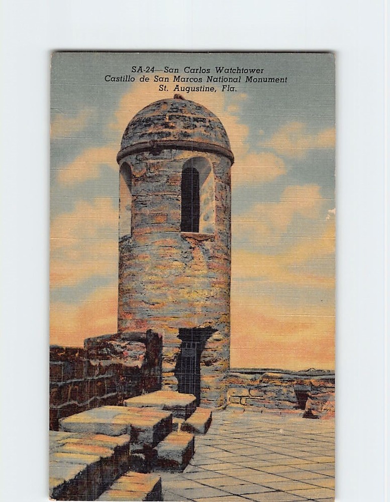 Postcard San Carlos Watchtower Castillo de San Marcos National Monument FL
