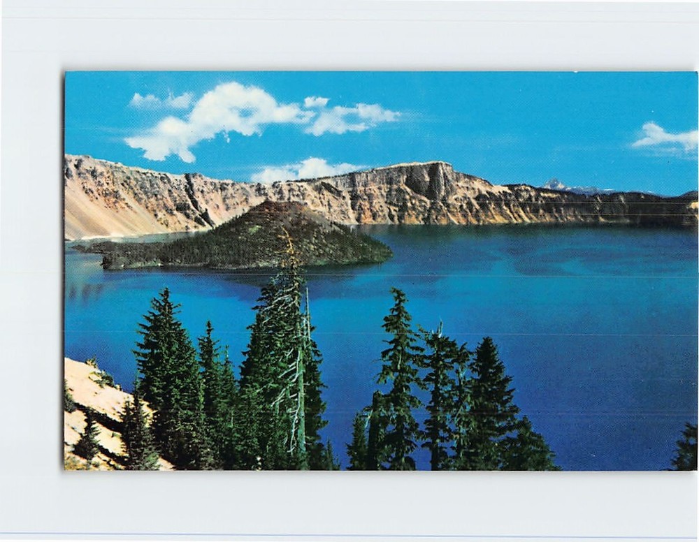 Postcard Wizard Island Crater Lake Oregon USA
