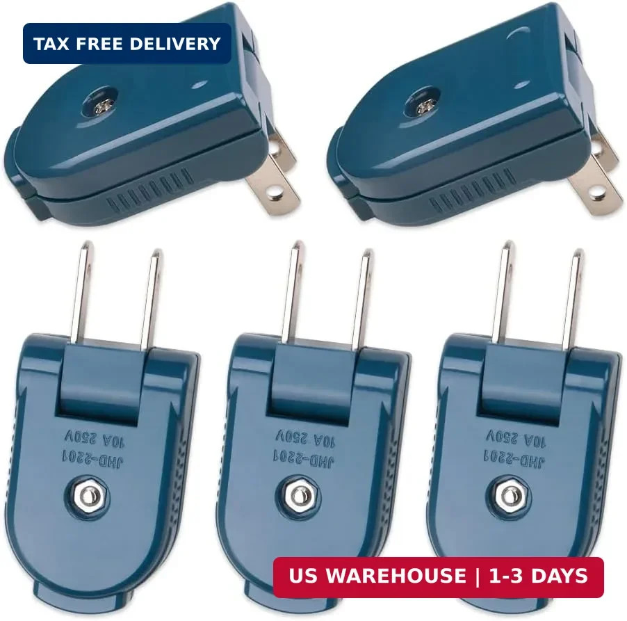 ZORZA 5Pcs 2 Prong Extension Cord Plug Replacement Rotatable Electrical Plug,15A
