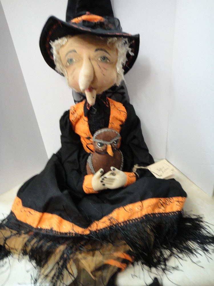Joe Spencer Halloween Mabel Witch W/Owl 38.5