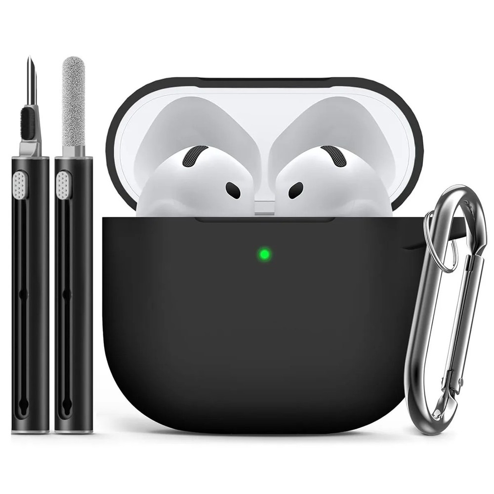 for Airpods 4 Case Cover 2024 with Cleaner Kit,soft Silicone Protective Case for