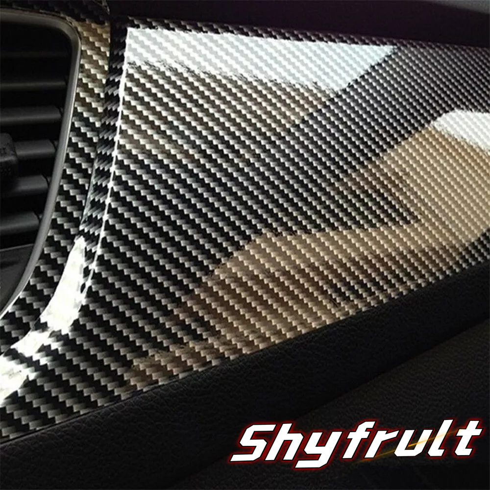 7D Glossy Carbon Fiber Vinyl Film Car Interior Wrap Stickers Auto Accessories