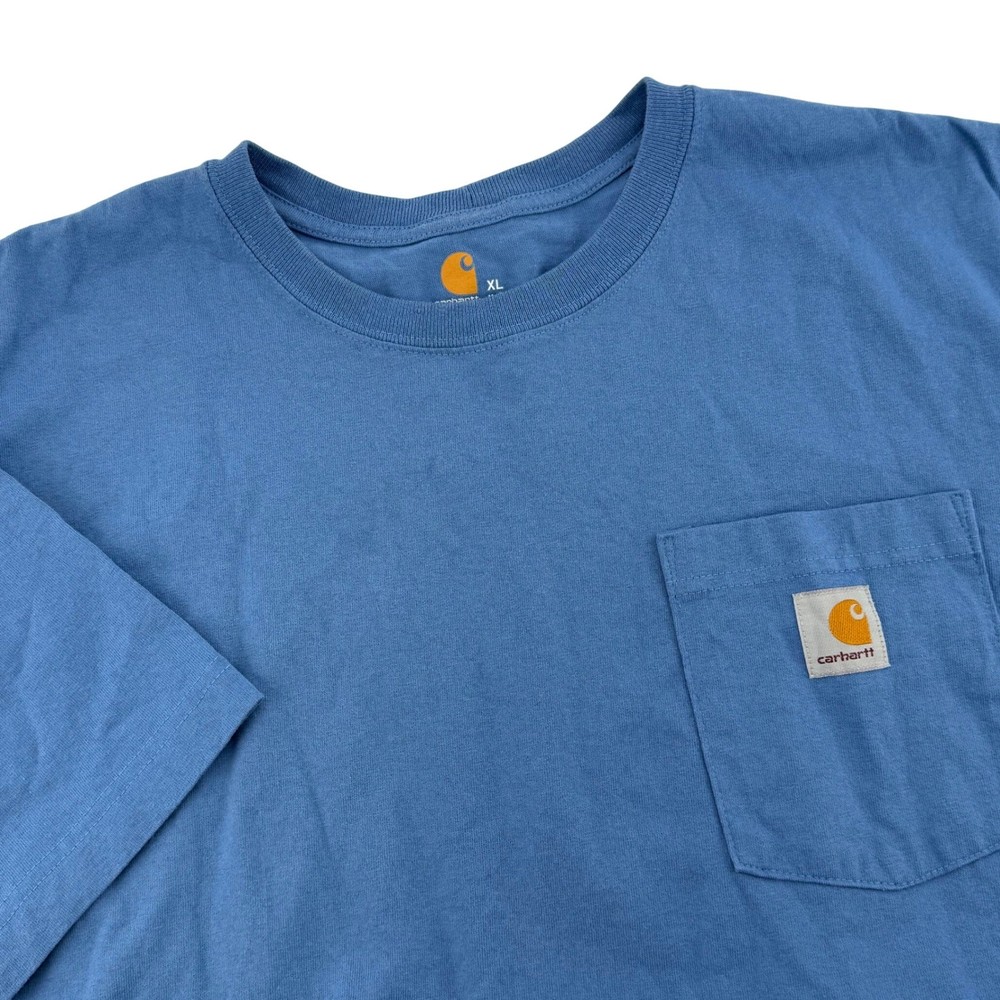 Carhartt Mens XL Blue Cotton Pocket T Shirt Original Fit Short Sleeve