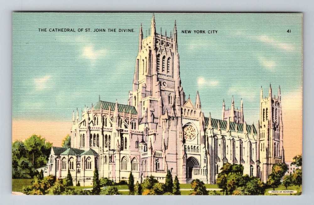 New York City NY, Cathedral of St. John the Divine Church Vintage Postcard