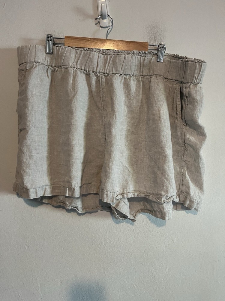 J Crew 100% Linen Pull On Paperbag High Rise Shorts Size 3XL Style BH823 Preppy