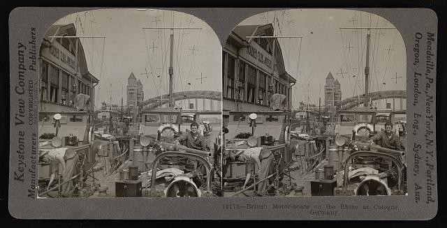 Photo:British motor-boats on the Rhine at Cologne, Germany