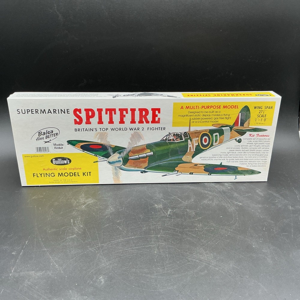 SEALED Supermarine SPITFIRE WWII Guillow’s Balsa Wood Model Airplane Kit 403 NOS