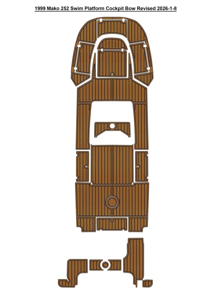 1999 Mako 252 Swim Platform Cockpit Bow Pad Boat EVA Foam Teak Deck Floor Mat