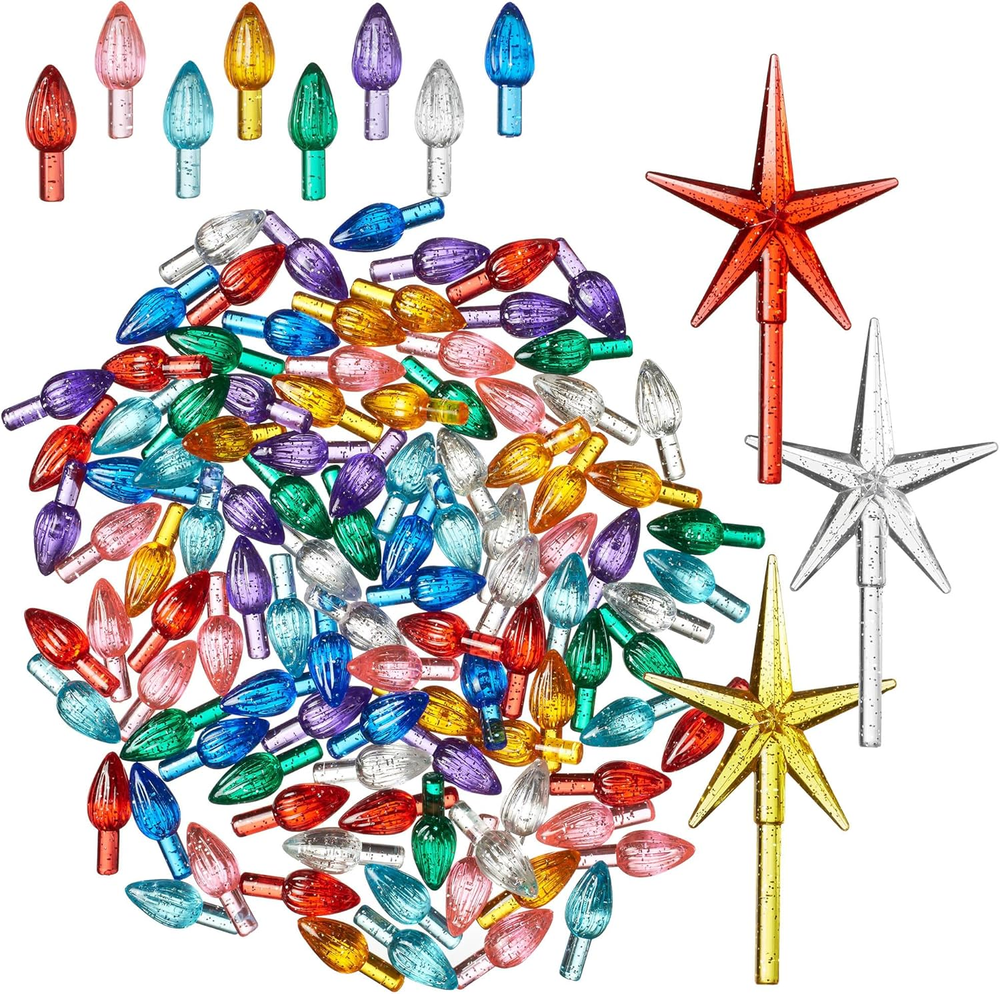 Ceramic Christmas Tree Replacement Lights - 108 Multi-Color with Glitter Bulbs a