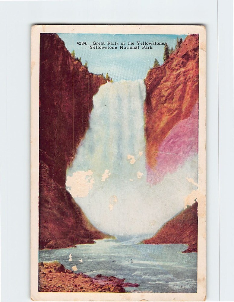 Postcard Great Falls of the Yellowstone National Park Wyoming USA