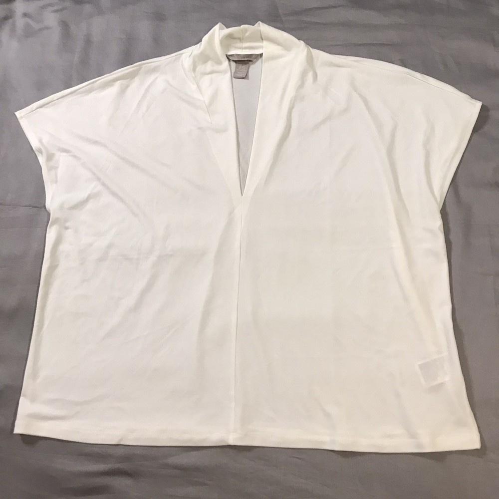 H&M Top Blouse Womens XXL 2XL White Sleeveless V Neck