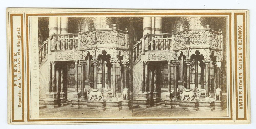G1381~ ITALY - Sommer & Behles – Siena c.1860 Stereoview – Suomo Pulpit