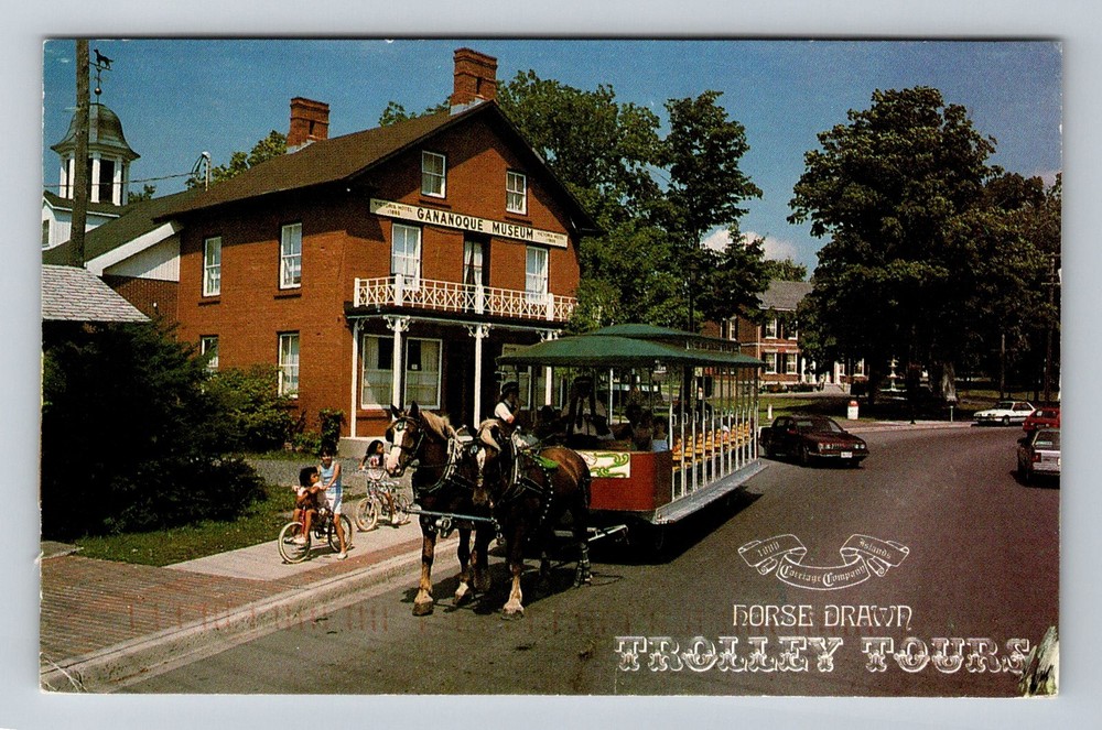 Canada- Gananoque 1000 Islands Horse Drawn Trolley Souvenir PC Vintage Postcard