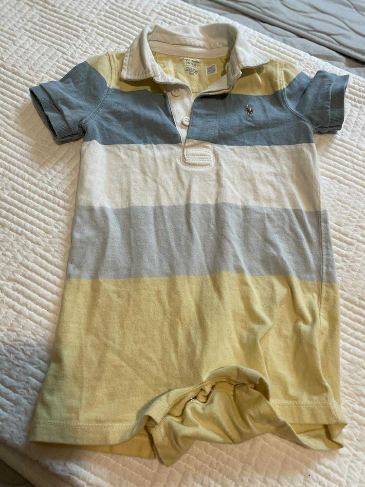 Ralph Lauren polo baby boy 18 months short sleeve romper  Multi Color Stripe