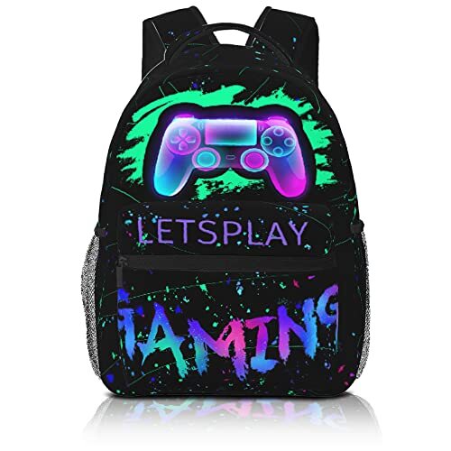 Abstract Gaming Backpack with Water-Resistant Laptop Compartment for Travel-image