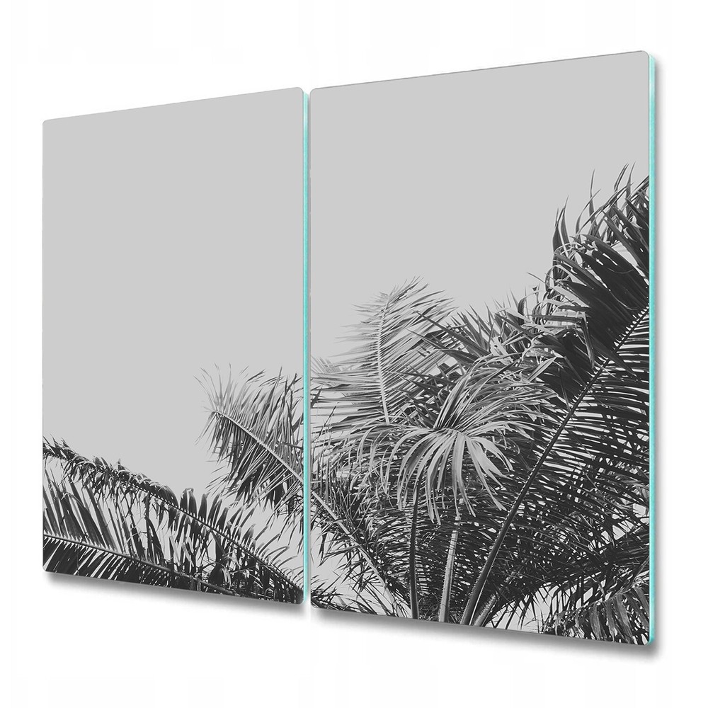 Glass Worktop Saver with Palm Plant Jungle Leaf Design Inspired by Miami and Hawaii Flora