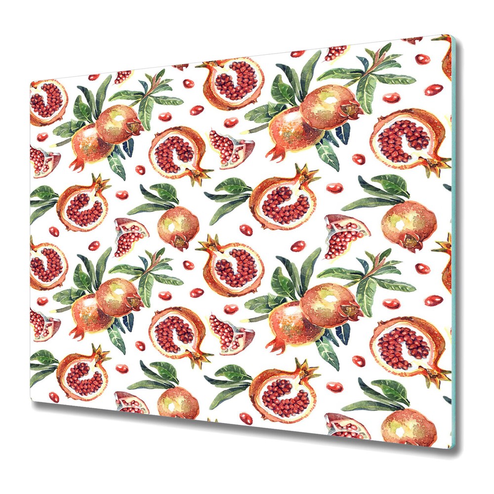 Glass Chopping Cutting Board Floral and Fruit Vintage Watercolour 60x52