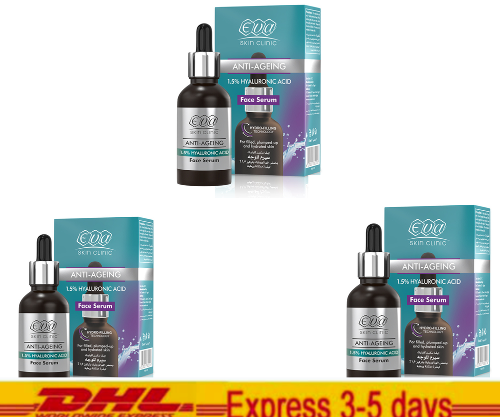 3×Eva Hyaluronic Acid Serum 100% Pure Skin Anti Aging Hydrating Wrinkles &Plumps
