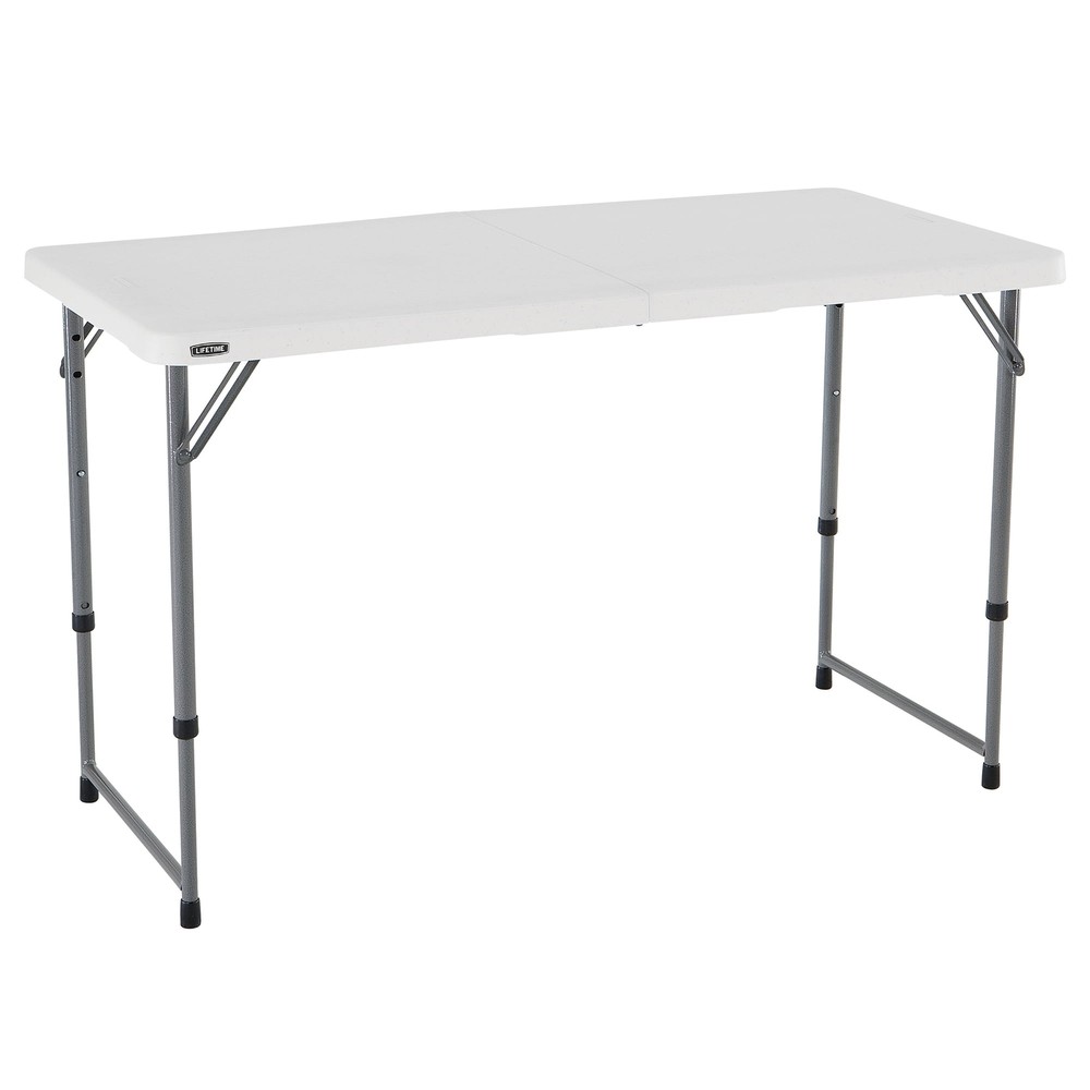 Lifetime Height Adjustable Indoor/Outdoor Folding Table, 4 ft. x 24 in., White