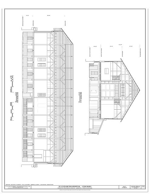 Washington DC St Elizabeths Hospital Cow Barn 1930s Architectural Drawing