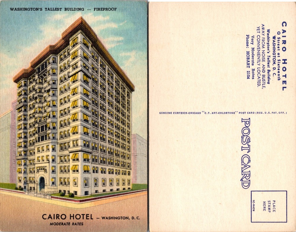 Cairo Hotel Tallest Building Washington DC Postcard