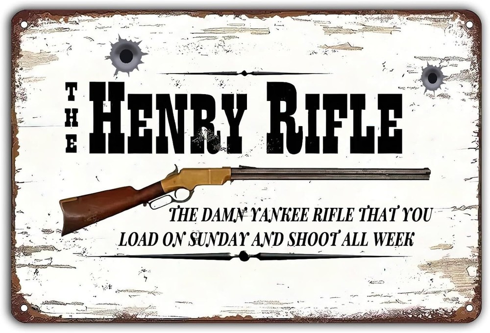 The Henry Rifle Decor Vintage Metal Tin Sign,Winchester Hunting Wall Art Rustic