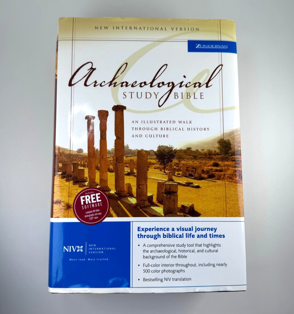 NIV Archaeological Study Bible Zondervan Hardcover Illustrated Brown 2005 NO CD