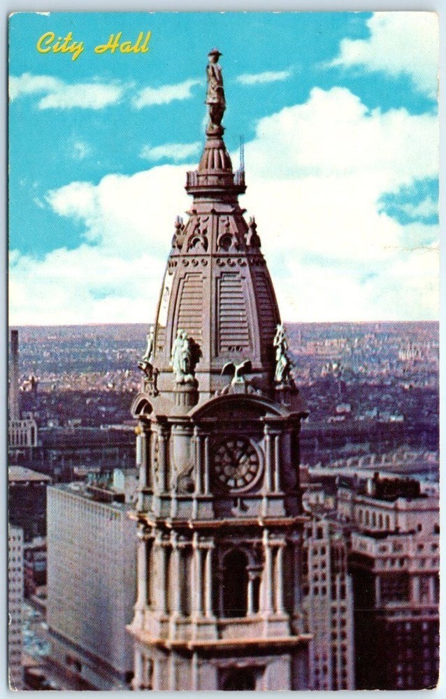 Postcard - William Penn Statue on City Hall Tower - Philadelphia, Pennsylvania