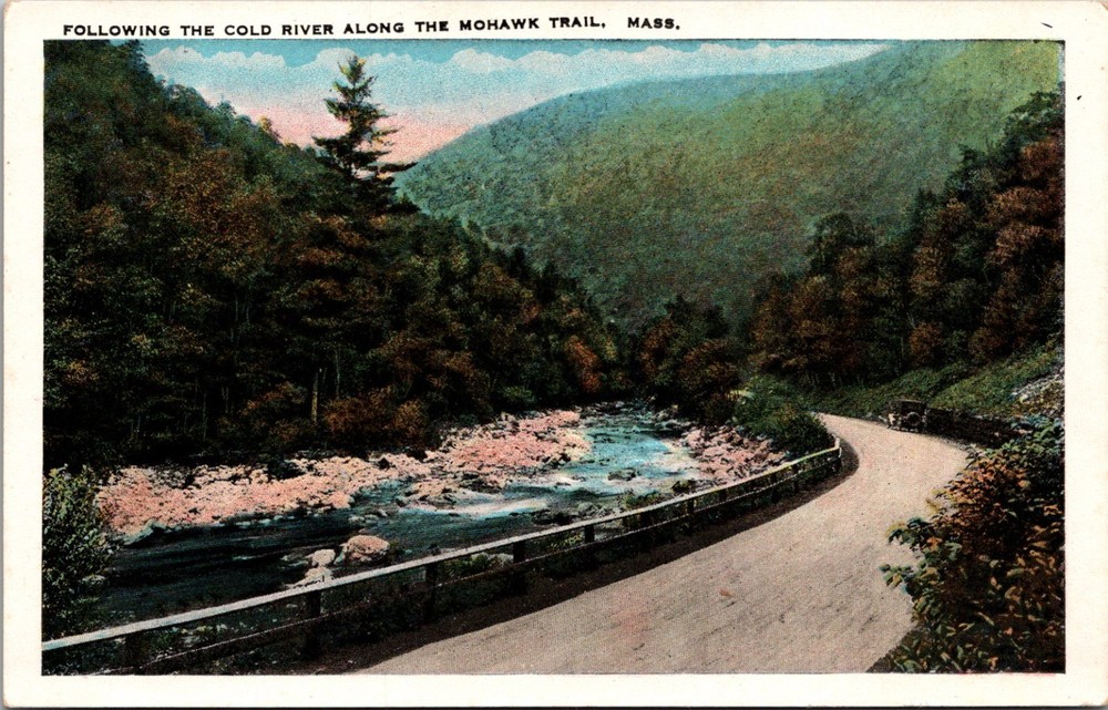 Cold River Mohawk Trail Massachusetts MA Road Mountain View Postcard