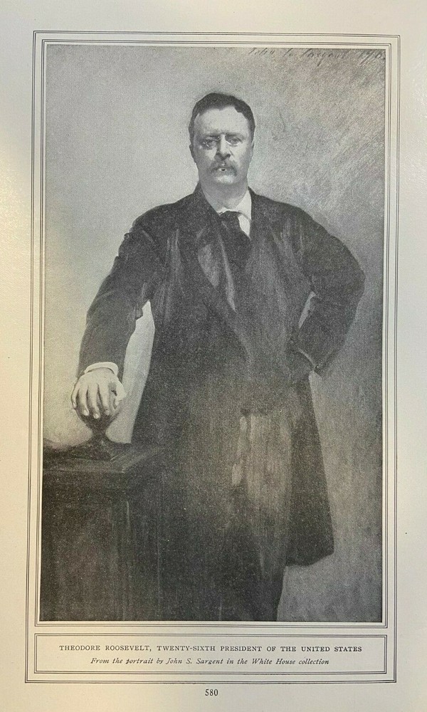 1908 Vintage Magazine Illustration President Theodore Roosevelt
