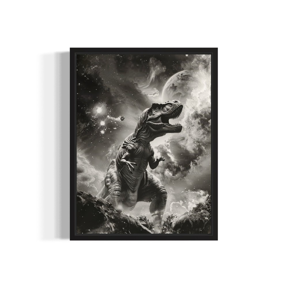 T-Rex in Space Dinosaurs Photo Art Print Poster Wall Art Painting