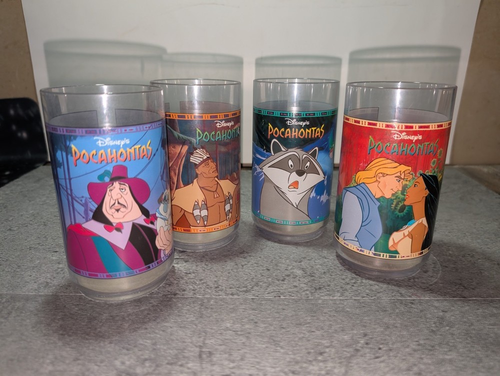 Disney's Pocahontas 1995 Burger King Complete Set of 4 Collector Glasses