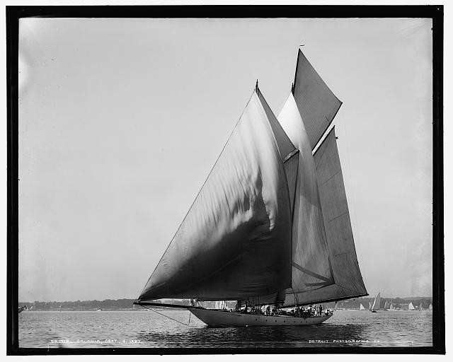 Photo:Colonia Schooner Yachts Sailing 1897 Detroit Harbor Boats