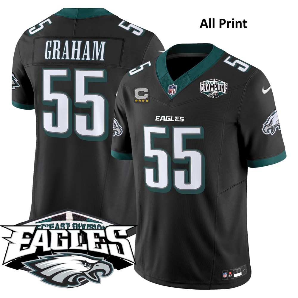 2024 Eagles NFC East Division #55 Brandon Graham Football Jersey - All Print Styles