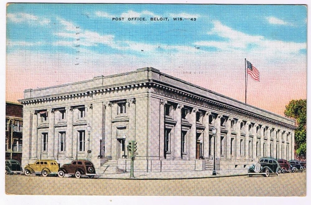 Wisconsin Postcard Beloit Post Office