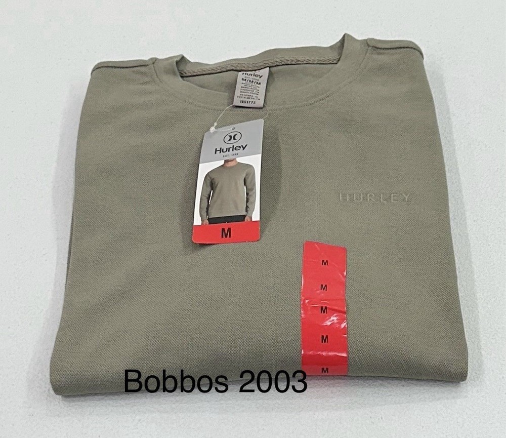 Hurley Men's Crew Neck Long Sleeve T-Shirt, Green, Size M