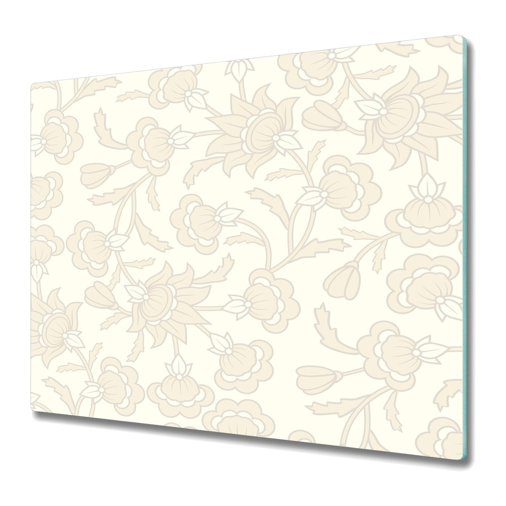 Tempered Glass Kitchen Chopping Board Floral brown and grey 60x52