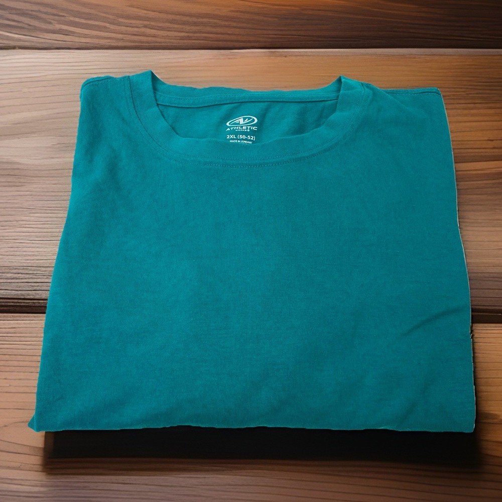 Athletic Works Men’s 2XL XXL Solid Teal Short Sleeve Crew Neck T Shirt