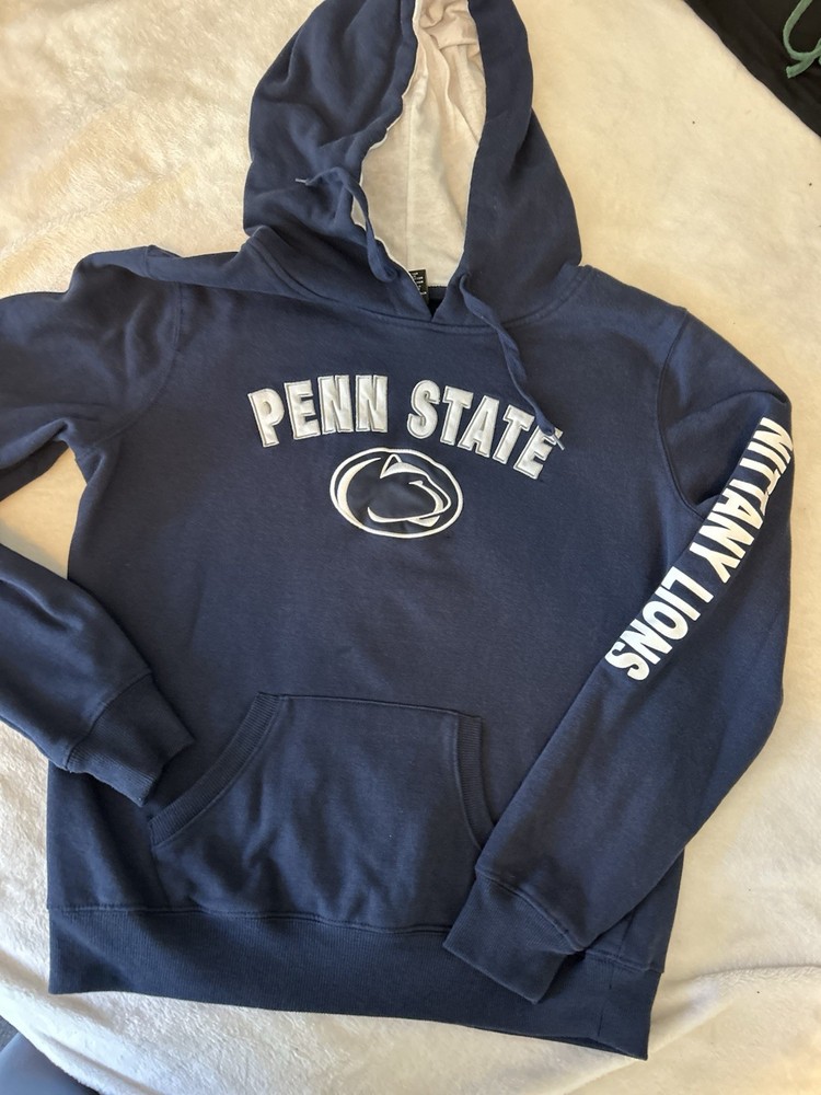 Penn State Woman’s Sweatshirt Pullover Hoodie Colosseum Large Blue White Logo