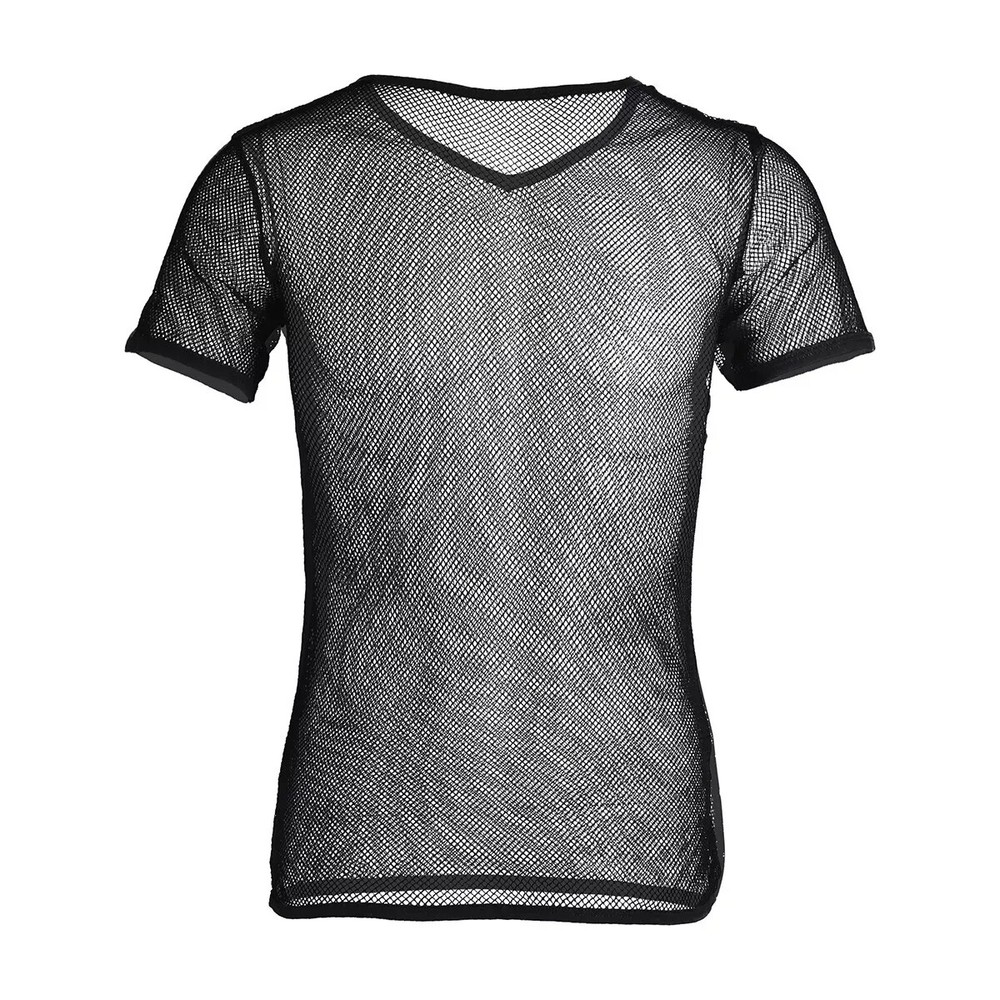 Mens Mesh See Through Gym Tank Vest T Shirt Bodybuilding Top Workout Clothing
