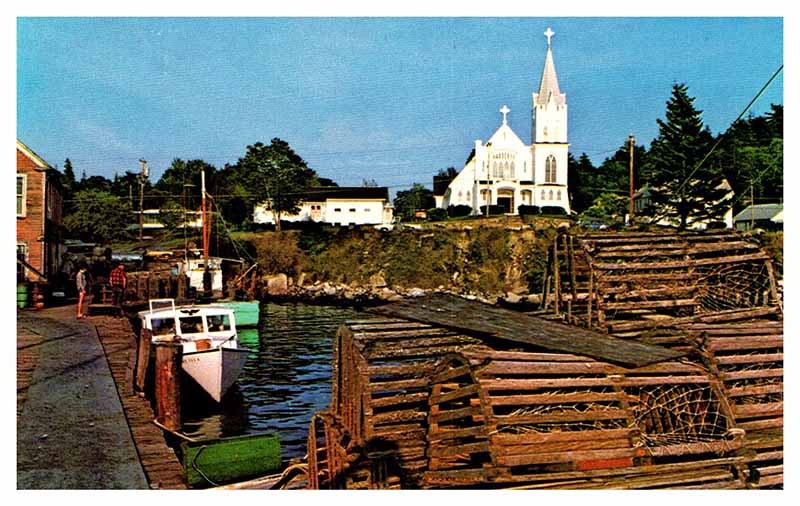 Postcard CHURCH SCENE Boothbay Harbor Maine ME m/09 AS5531