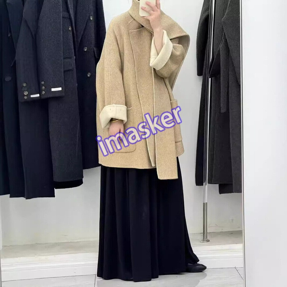 Winter New Wool Trench Coat Long Korean Womens Warm Loose Scarf Woolen Coat