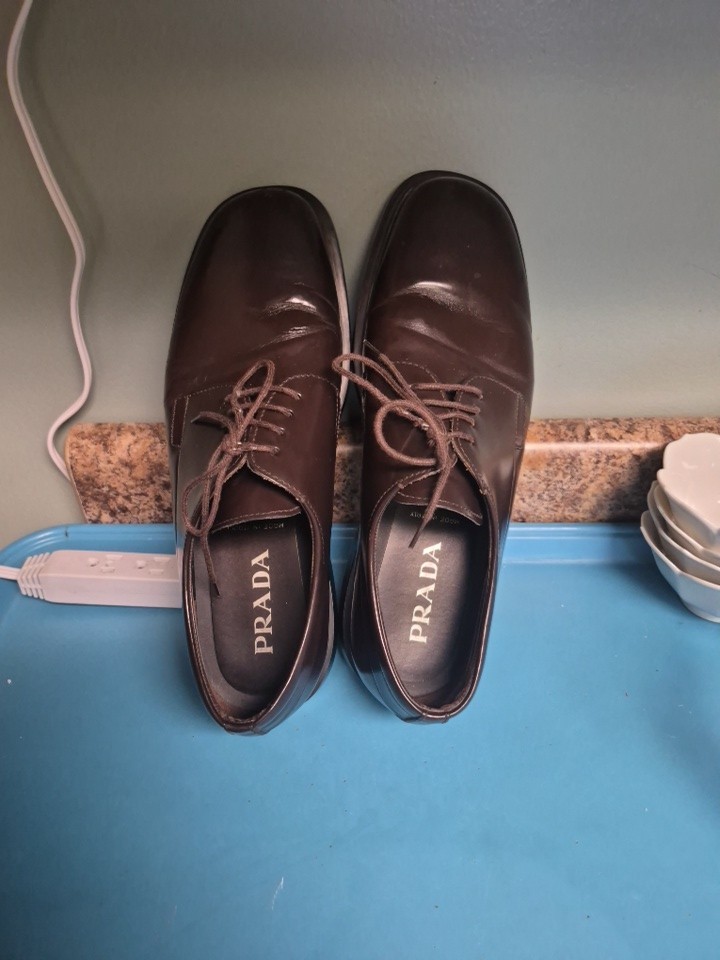 Brown Leather  PRADA Men's Business Shoes size 10.5?  See Description Prada 8.5
