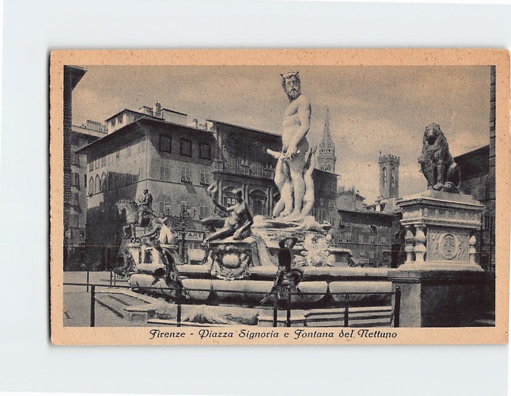 Postcard Fountain of Neptune In Piazza della Signoria France Italy