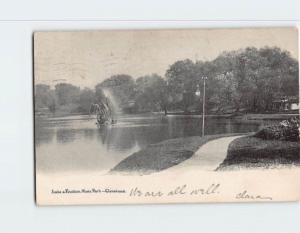 Postcard Lake and Fountain Wade Park Cleveland Ohio USA