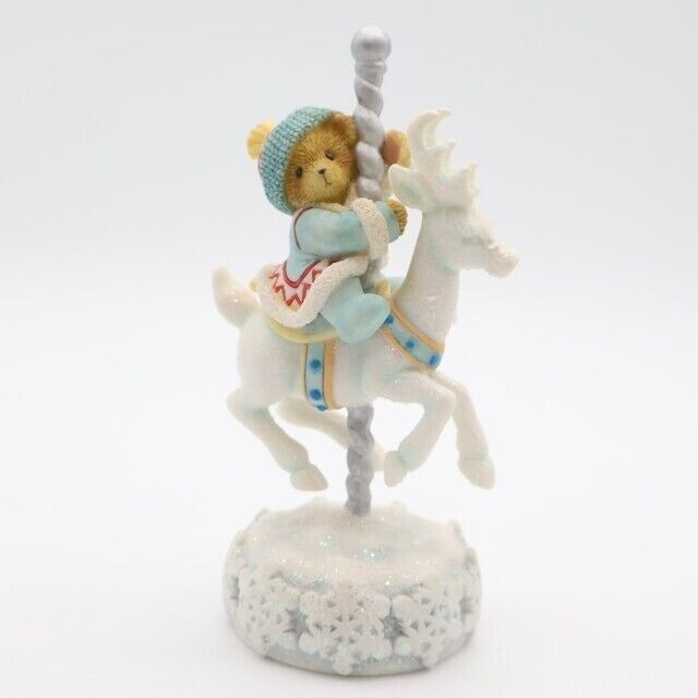 Avon Enesco Cherished Teddies Bear Figurine Frosty Fun Winter Carousel Reindeer