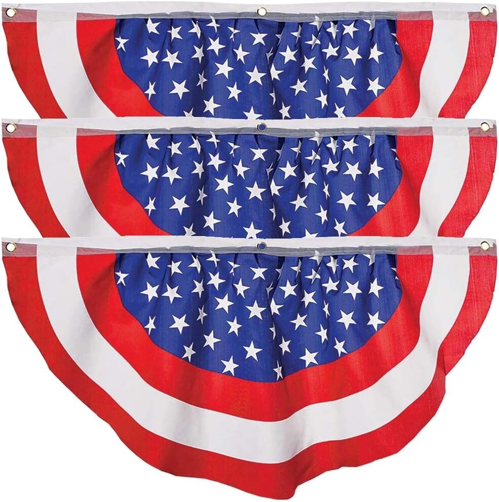 3 Pack 4X2 FT USA Bunting Flag Red White Blue Banner American Patriotic US NEW