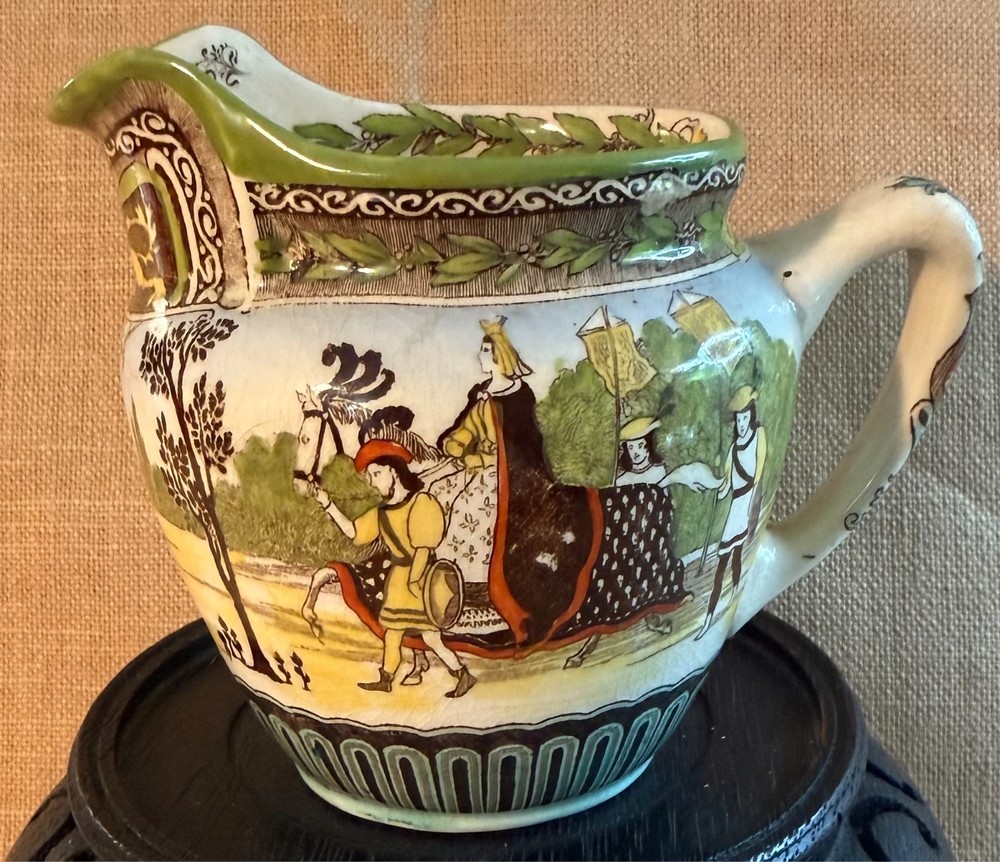 Royal Doulton Polychrome Eglinton Tournament  Jug Creamer Gothic Revival 1903
