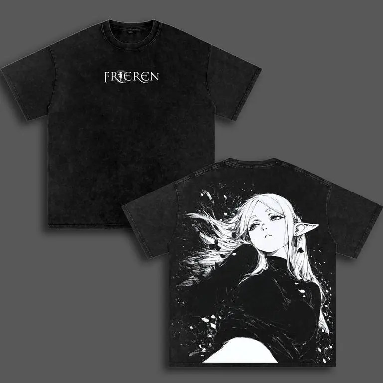 Frieren Anime Graphic Tee Oversized Retro Streetwear Cotton Shirt